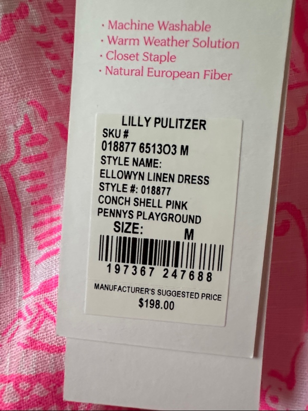NWT Ellowyn Linen Dress Conch Shell Pink - Picture 5 of 5